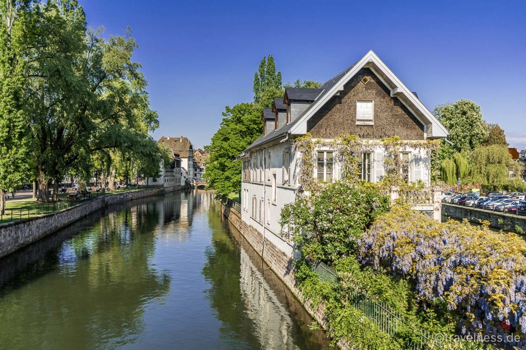 Kanal in Straßburg mit Blumenrand